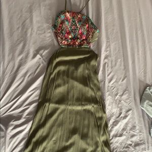 Green embroidered dress